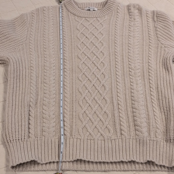 Madewell Cable knit Wool Blend Fisherman Sweater In Off-white Cream Color - Picture 6 of 9